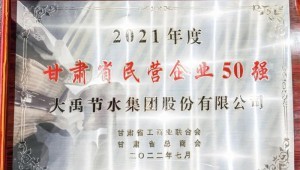 2022年7月4日pp电子游戏平台节水集团荣获2021年度甘肃省民营企业50强