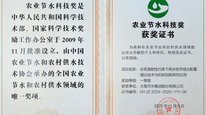 农业节水科技奖一等奖